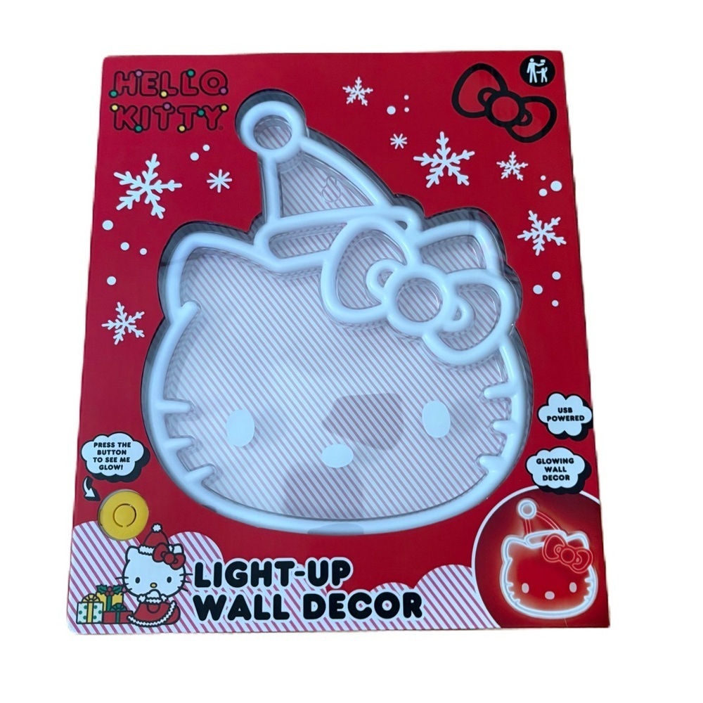 Hello Kitty Festive Neon Light Christmas Decor NEW Santa Hat